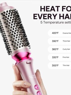 Pink 2-in-1 Hot Air Round Brush Styler by